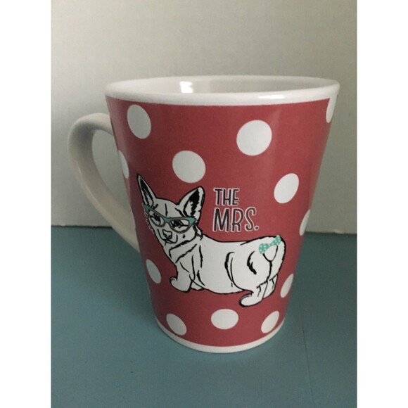 Mr & Mrs Corgi Dogs Stoneware Mug Set American Atelier Wedding Gift - Picture 4 of 5